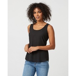 Le Chateau Womens - Crepe de Chine Scoop Neck Top in Black Size XS Polyester/Viscose