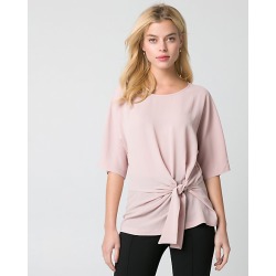 Le Chateau Womens - Crepe de Chine Scoop Neck Top in Blush Size XS Polyester