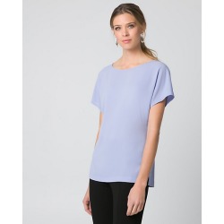 Le Chateau Womens - Crepe de Chine Boat Neck Top in Cornflower Size XS Polyester