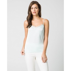 Le Chateau Womens - Lace Trim Camisole Top in Soft Mint Size Large Polyester/Nylon