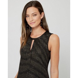 Le Chateau Womens - Sparkle Knit Crew Neck Top in Black Size XS Polyester/Viscose