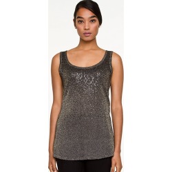 Le Chateau Womens - Metallic Scoop Neck Top in Bronze/Black Size XS Polyester/Viscose