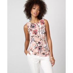 Le Chateau Womens - Floral Print Knit Crepe Crew Neck Top in Pink/Coral Size XS Polyester