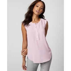Le Chateau Womens - Crepe de Chine & Knit Crew Neck Top in Lilac Size XS Polyester/Viscose