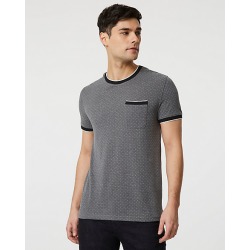 Le Chateau Mens - Dot Print Knit Crew Neck Top in Grey/White Size XS Cotton/Polyester/Viscose