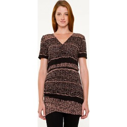 Le Chateau Womens - Stripe Knit Cowl Neck Tunic Top in Blush/Black Size XS Polyester