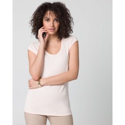 Le Chateau Womens - Brushed Jersey Scoop Neck Top in Peach Size XS Polyester