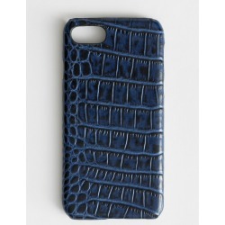 Crocodile Embossed Leather iPhone Case - Blue