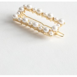 Pearl Pendant Hair Clip - White
