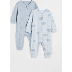 H & M - 2-pack Patterned Cotton Pajamas - Blue found on MODAPINS