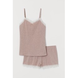 H & M - Pajama Camisole Top and Shorts - Brown