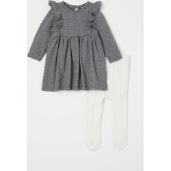 H & M - Dress and Tights - Gray