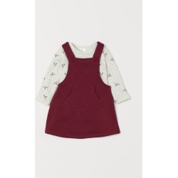 H & M - Bib Overall Dress and Bodysuit - Red