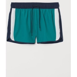 H & M - Short Patterned Swim Shorts - Green