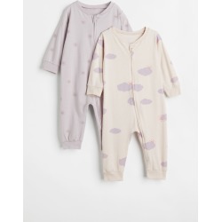 H & M - 2-pack Patterned Cotton Pajamas - Pink found on MODAPINS