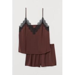 H & M - Pajama Camisole Top and Shorts - Brown