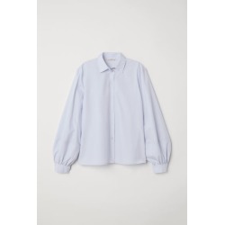 H & M - Balloon-sleeved Shirt - Blue