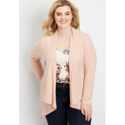 Maurices Plus Size Womens Lattice Back Open Front Cardigan Pink