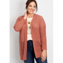 Maurices Plus Size Womens Matte Chenille Cardigan Pink