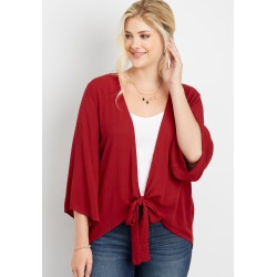 Crocheted Back Front Tie Kimono
