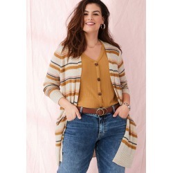 Maurices Plus Size Womens Stripe Open Front Duster Cardigan