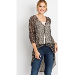 High Low Button Front Kimono