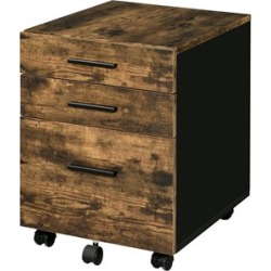 Industrial 3 Drawer Wooden File Cabinet with Caster Support inBrown and Black found on Bargain Bro Philippines from Cymax for $303.99