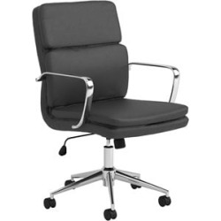 Mid Back Stitched Adjustable Leatherette Office Chair in Black and Chrome found on Bargain Bro Philippines from Cymax for $334.99