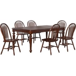 Andrews 7Pc 76-in Rectangle Butterfly Extendable Dining Set /Chestnut Brown Wood found on Bargain Bro Philippines from Cymax for $1901.99