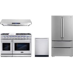 Cosmo 48 in. Gas Range & Hood & Dishwasher & Refrigerator Set - Liquid Propane