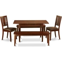 East West Furniture Norfolk 5-piece Dining Set with Leather Seat in Mahogany found on Bargain Bro from Cymax for USD $563.91