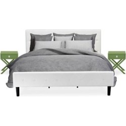 East West Furniture Nolan 3 Pieces Wood King Bedroom Set in White/Clover Green found on Bargain Bro Philippines from Cymax for $1194.99
