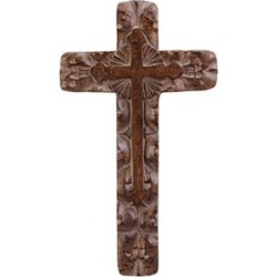 Zingz & Thingz Plastic Classic Rustic Wall Cross in Brown