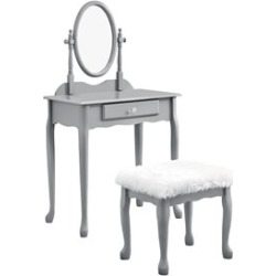 Monarch Vanity and Upholstered Stool in Gray found on Bargain Bro Philippines from Homesquare for $235.99
