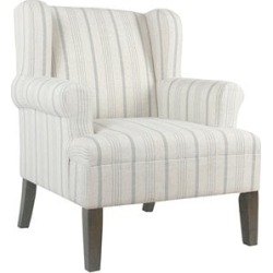 Stripped Pattern Fabric Upholstered Wooden Accent Chair Wing Back in Multicolor found on Bargain Bro Philippines from Homesquare for $337.99
