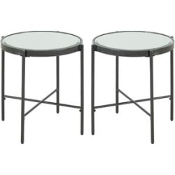 Home Square Round End Table with Glass Top in Black Base - Set of 2 found on Bargain Bro from Cymax for USD $123.11
