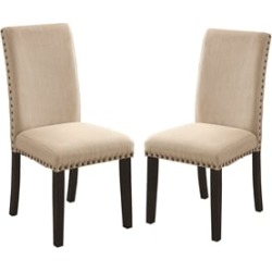 Bowery Hill Fabric Padded Dining Chair in Ivory (Set of 2) found on Bargain Bro from Homesquare for USD $220.39