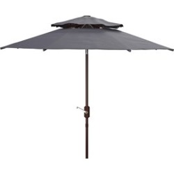 Safavieh Athens 9ft Metal/Polyester Double Top Crank Umbrella in Navy and White found on Bargain Bro Philippines from Cymax for $253.99
