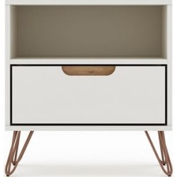 Rockefeller Wood Nightstand in Off White & Nature found on Bargain Bro from Cymax for USD $110.19