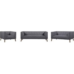 Hudson Living Room Set in Dark Gray Linen and Walnut Legs found on Bargain Bro from Cymax for USD $2,031.48