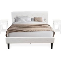 East West Furniture Nolan 3 Pieces Wood Queen Bedroom Set in White found on Bargain Bro from Cymax for USD $477.27