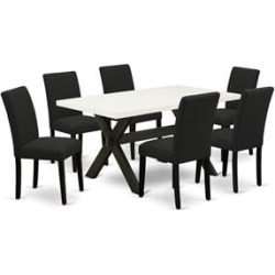 East West Furniture X-Style 7-piece Traditional Wood Dinette Set in Black found on Bargain Bro from Cymax for USD $784.31