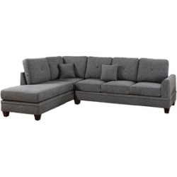 Poundex Furniture 2 Piece Fabric Reversible Sectional  Set in Ash Black found on Bargain Bro from Homesquare for USD $772.91