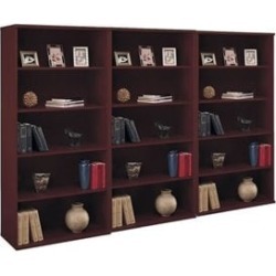 Bush Business Furniture Series C 5 Shelf 3 Piece Wall Bookcase Set in Mahogany