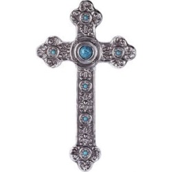 Zingz & Thingz Spanish Style Plastic Wall Cross in Turquoise and Silver