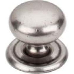 Top Knobs M25 Britannia 1 1/4" Brass Mushroom Shaped Victoria Cabinet Knob with Backplate in Pewter Antique