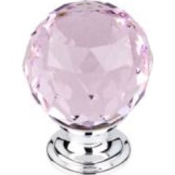 Top Knobs TK118 Crystal 1 3/8" Brass Round Shaped Pink Crystal Cabinet Knob
