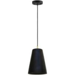 Renwil LPC4007 Falla 1 Light 10" Ceiling Mount Fluorescent Pendant in Black Waxed Concrete and Polished Brass Hardware