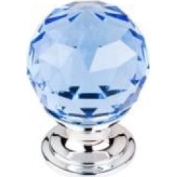 Top Knobs TK123 Crystal 1 1/8" Brass Round Shaped Blue Crystal Cabinet Knob