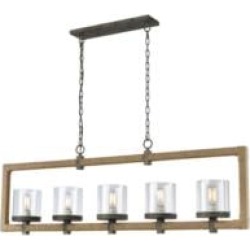 ELK Home D3867 Heartland 5 Light 55" Incandescent One Tier Linear Chandelier in Grey Brown Rust